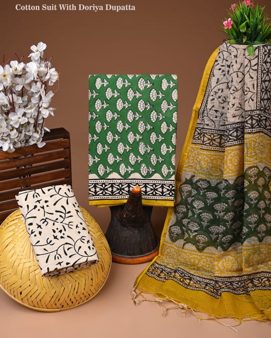 Premium Cotton Suit With Kota Doria Dupatta (BCTCOTKD21)
