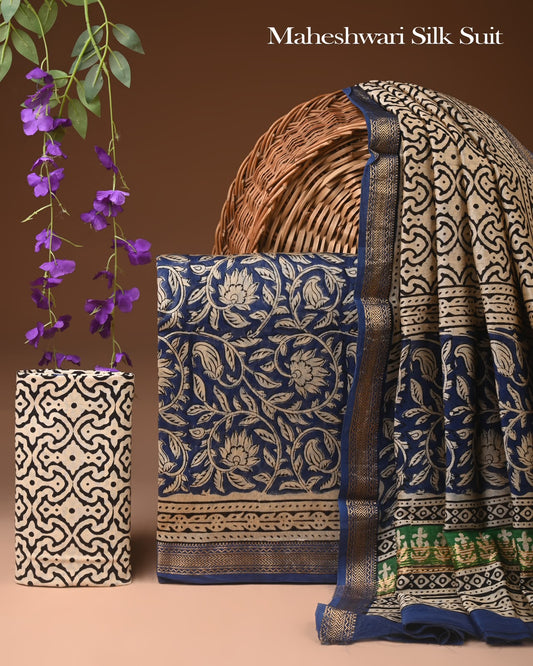Pure Maheshwari Silk Suit (BCTMSLKSD12)