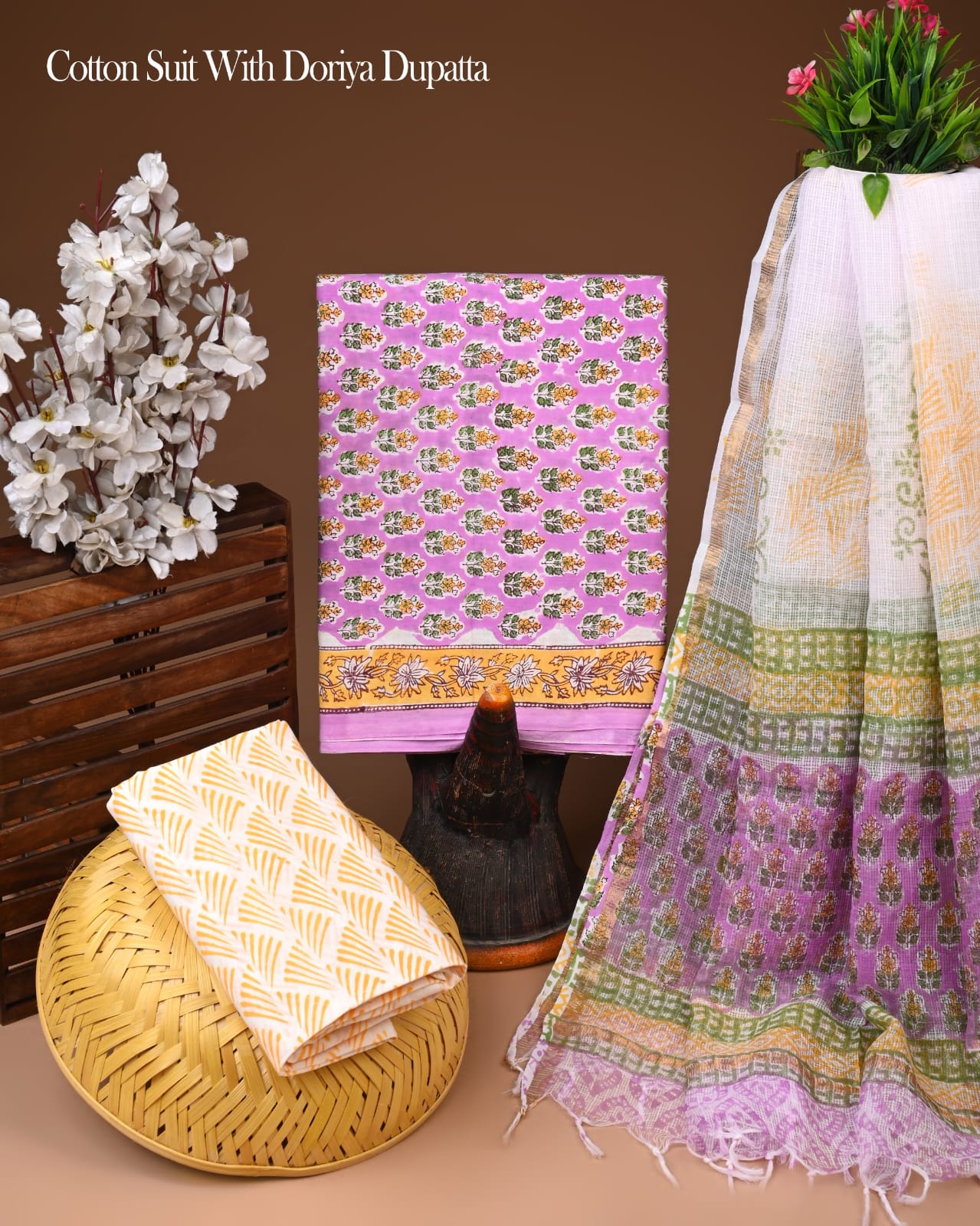 Premium Cotton Suit With Kota Doria Dupatta (BCTCOTKD38)