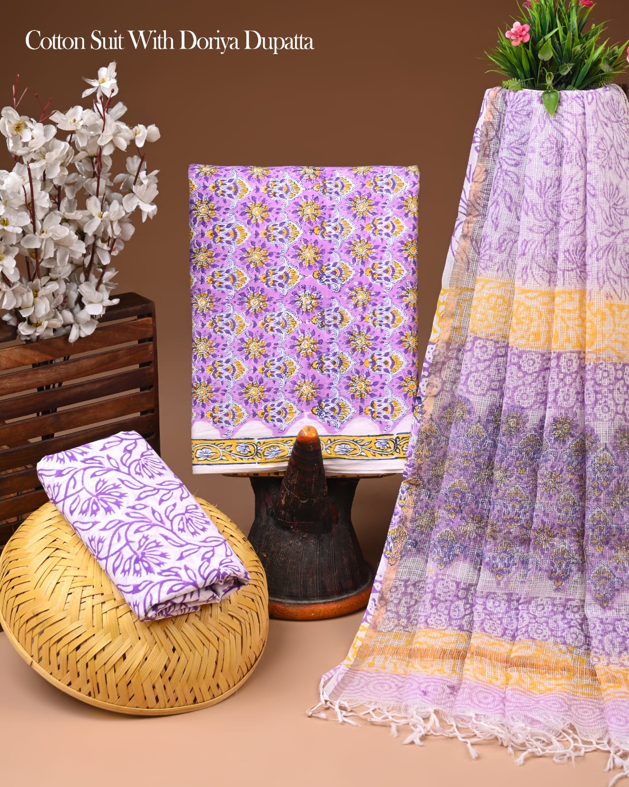Premium Cotton Suit With Kota Doria Dupatta (BCTCOTKD35)