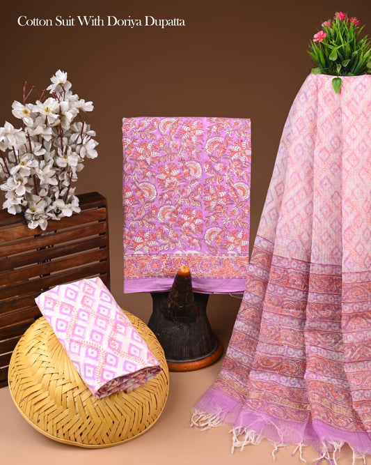 Premium Cotton Suit With Kota Doria Dupatta (BCTCOTKD19)