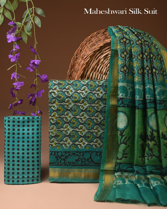 Pure Maheshwari Silk Suit (BCTMSLKSD11)