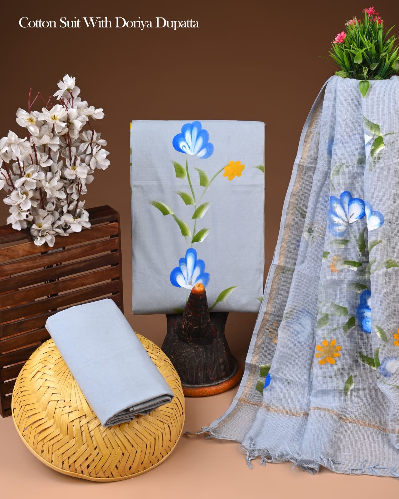 Premium Cotton Suit with Kota Doria Dupatta (BCTCOTKD30)