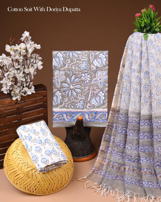 Premium Cotton Suit with Kota Doria Dupatta (BCTCOTKD28)