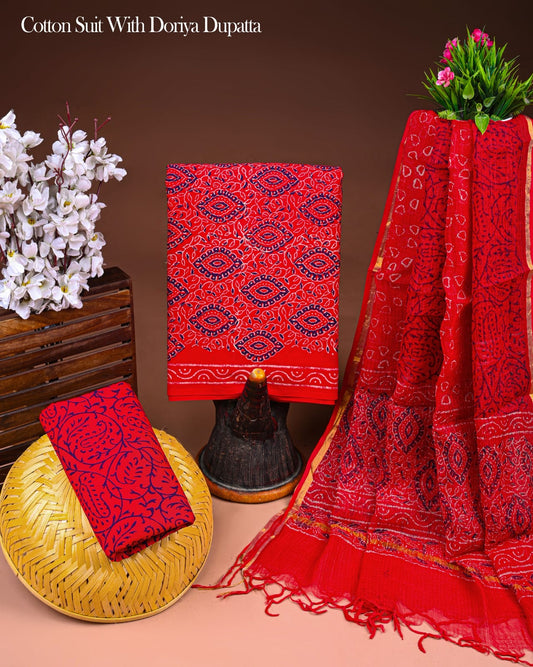 Premium Cotton Suit With Kota Doria Dupatta (BCTCOTKD22)