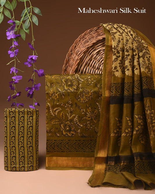 Pure Maheshwari Silk Suit (BCTMSLKSD10)