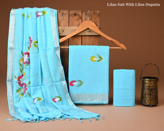 Traditional Bagru Hand Block Printed Linen Cotton Suits (BCTLSBC21)