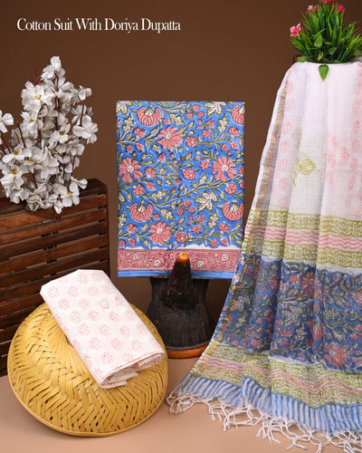 Premium Cotton Suit With Kota Doria Dupatta (BCTCOTKD15)