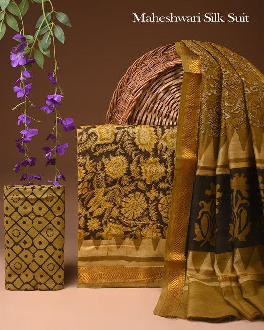 Pure Maheshwari Silk Suit (BCTMSLKSD09)
