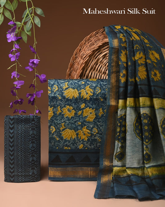 Pure Maheshwari Silk Suit (BCTMSLKSD08)
