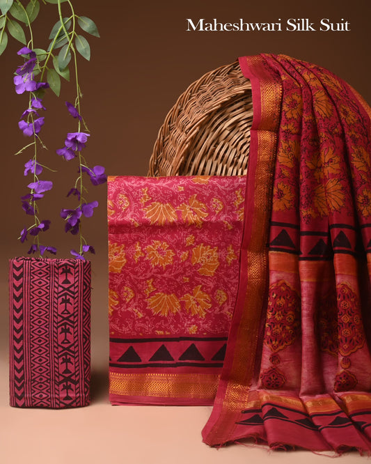 Pure Maheshwari Silk Suit (BCTMSLKSD06)