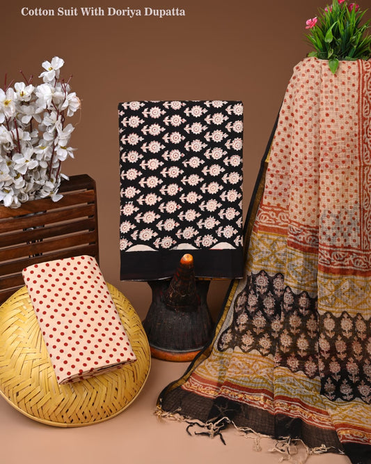 Premium Cotton Suit With Kota Doria Dupatta (BCTCOTKD40)