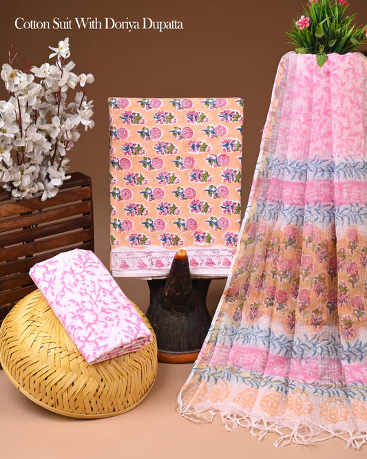Premium Cotton Suit With Kota Doria Dupatta (BCTCOTKD21)