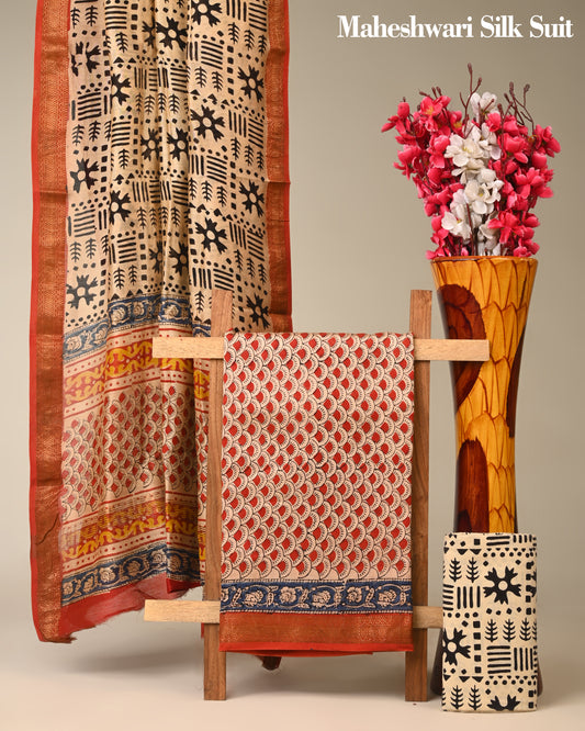 Pure Maheshwari Silk Suit (BCTMSLKSD09)