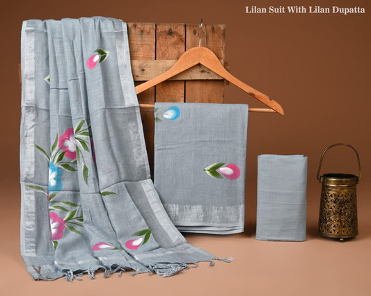 Traditional Bagru Hand Block Printed Linen Cotton Suits (BCTLSBC32)