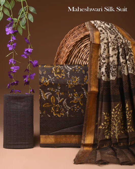 Pure Maheshwari Silk Suit (BCTMSLKSD05)