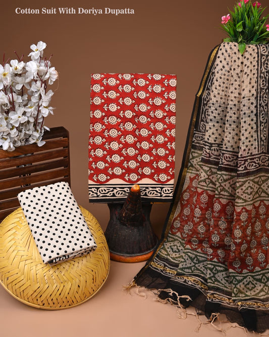 Premium Cotton Suit With Kota Doria Dupatta (BCTCOTKD41)