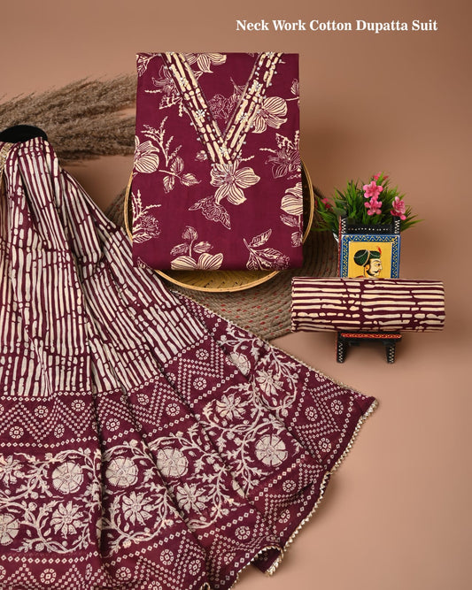 Premium Cotton Suit Gota Patti Work with Cotton Dupatta (BCTCOTCG74)