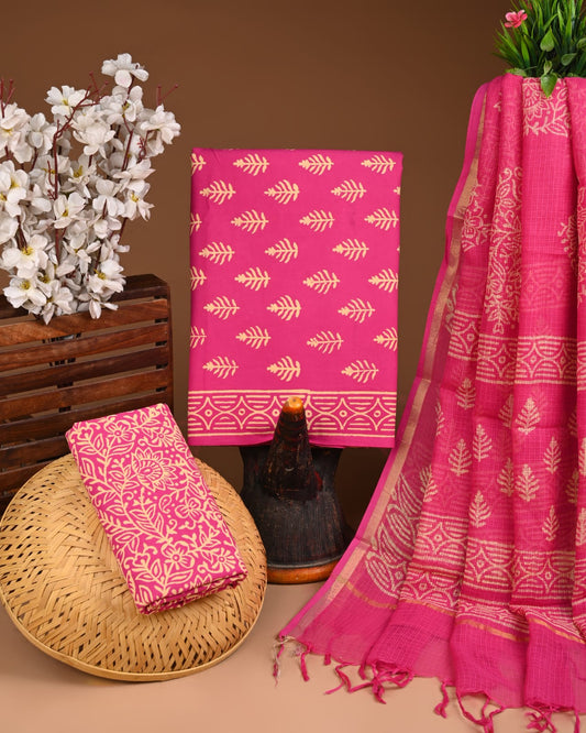 Premium Cotton Suit with Kota Doria Dupatta (BCTCOTKD34)