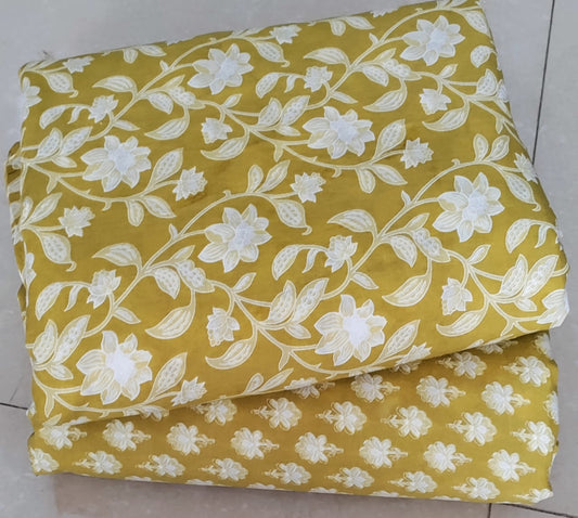 Premium Hand Block Printed Cotton Suit Top And Bottom Set (BCTTB09)