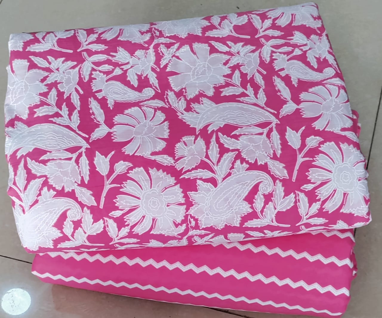 Premium Hand Block Printed Cotton Suit Top And Bottom Set (BCTTB12)