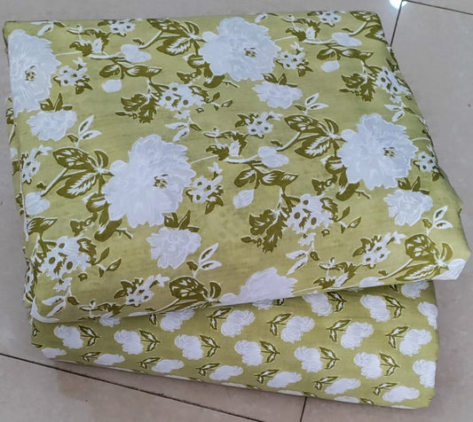 Premium Hand Block Printed Cotton Suit Top And Bottom Set (BCTTB17)